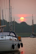 Red orange sun at sunset