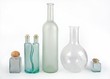 glass bottles on white background