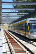 Oporto metro stopped in Maia station (Portugal).