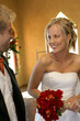 Young bride looking at her husband with loving eyes