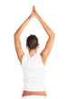 Beautiful woman stretching - high key shot in studio
