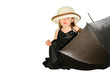 Small pretty girl with umbrella and hat Small pretty girl with umbrella and hat