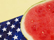 watermelon by a patriotic napkin