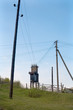 Powerlines in rural scene of Carpathians, Ukraine. .