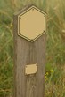 Empty wooden sign in grass