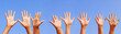 Row Of Hands With Open Palms O...