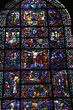 Stained glass window of the crucifixion of Christ in Chartres