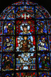 Stained glass window of Virgin Mary in Chartres cathedral