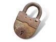 vintage padlock on white close up