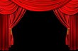 Bright Red Stage Theater Draped Curtain Background on Black