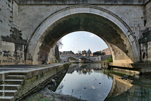 View of Vatican City from under Ponte Sant'Angelo, Roma, Italy