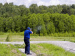 Sportsman hitting. the tagret