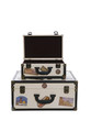 Two world travelers suitcases isolated over white