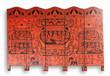Lacquer folding screen from Myanmar isolated on white