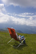 Chaise longue with a beautiful alpine scenic