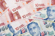 Mixture of Euro and Singapore currency notes..