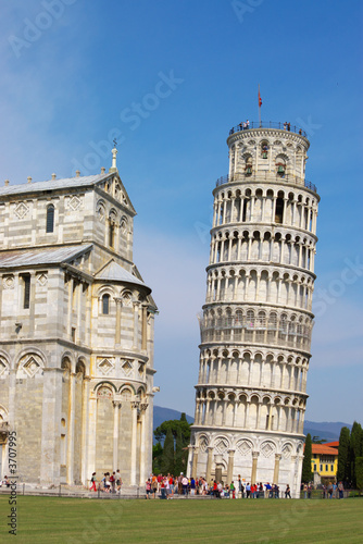 Photo: falling Pisa bell tower and cathedral fragment falling Pisa bell tower and cathedral fragment