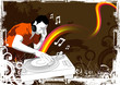 A DJ's playing tunes - with room for text.