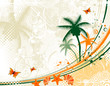 Abstract summer grunge background with sea inhabitant