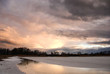 Sunset by the frozen lake Sunset by the frozen lake