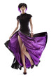 Stunning Asian fashion model in purple lined skirt