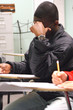 African american student in class.