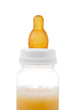 A detail of baby bottle with milk