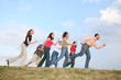  moving group of people 