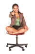 A short smiling African businesswoman 