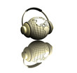 3D render of a globe with headphones