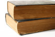 two antique books isolated on white