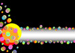 Pattern made of different circles and colors with copy space