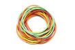 Rubber Bands on White Background