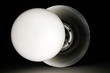 glass cicle light bulb on metal arm