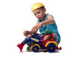 a boy is playing with his dredger