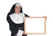 Middle aged advertising sister, nun. Religion, christianity, Middle aged advertising sister, nun. Religion, christianity,