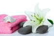 spa flower stone towel on white spa flower stone towel on white