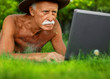Old man with computer