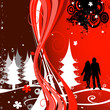 Christmas composition with couple silhouettes