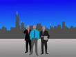 business team and Chicago Skyline illustration