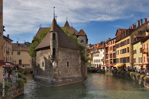 Antique prison in Annecy town on a bright sunny day