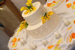 Photo: Wedding cake at a reception surrounded by tea candles Wedding cake at a reception surrounded by tea candles
