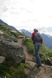 Woman hiking in mountains