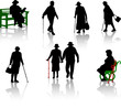 Silhouette of old people. Silhouette of old people.