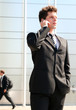 Businessman talking on mobile phone