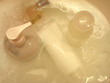 Bath and beauty products in bubbles