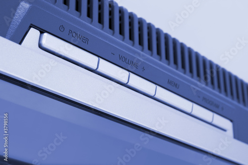 TV control panel, blue toning, technology background