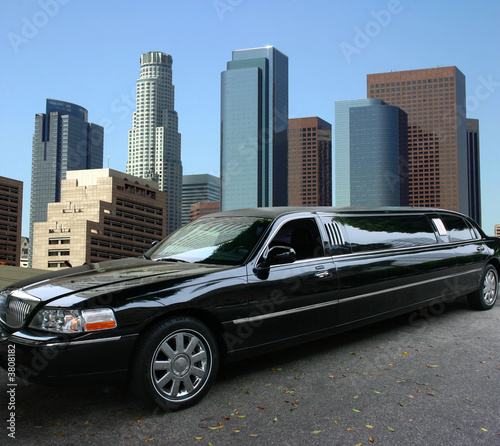 Photo: Black limousine in Los Angeles downtown Black limousine in Los Angeles downtown
