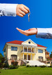 House owner/real estate agent giving away the keys