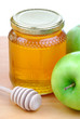 Green Apples And Golden Light Honey With Honey Dipper
